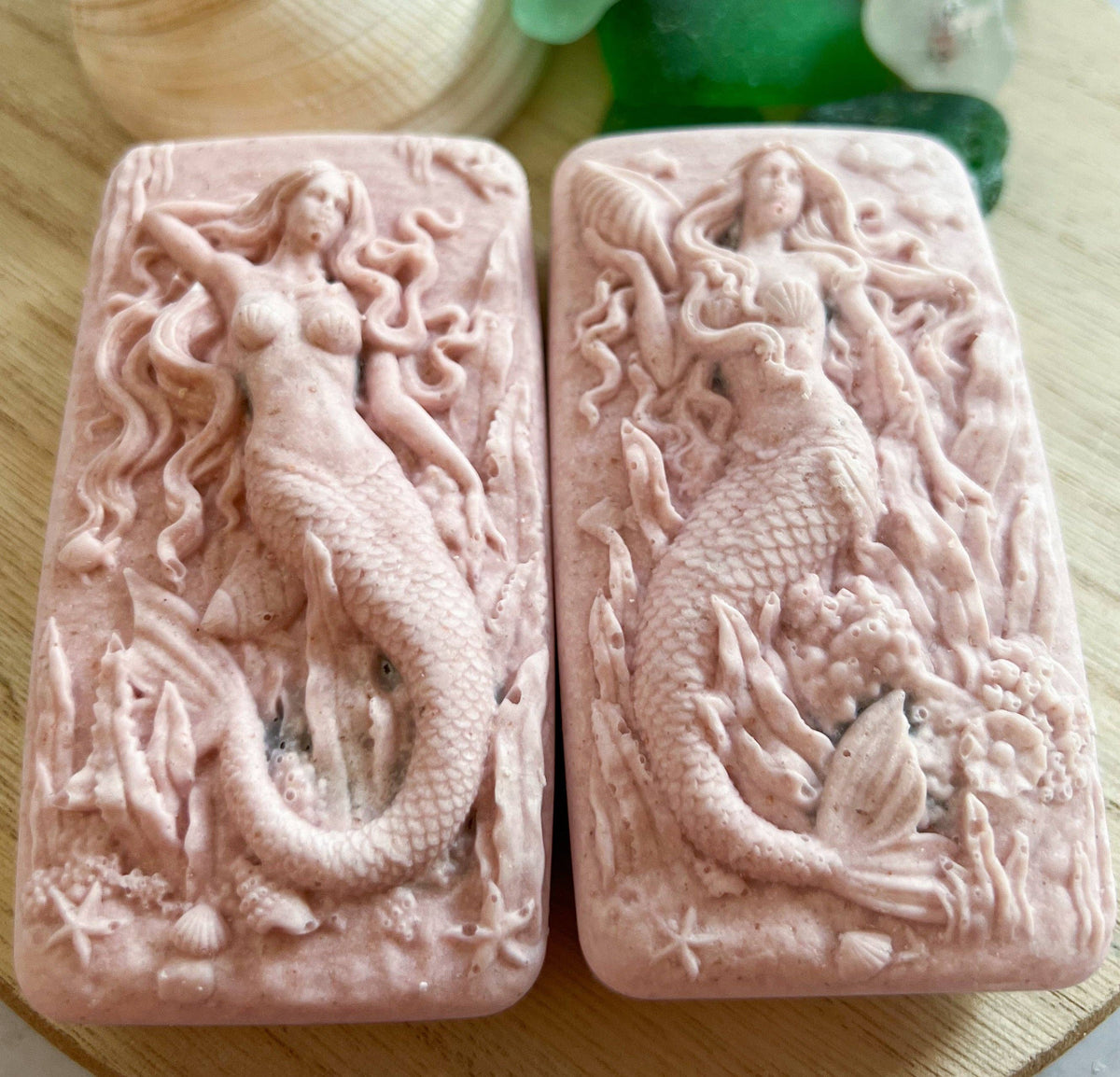 Fairyland Glade - Peachy Keen Hidden Sea Glass Sea Salt Soap MADE TO ORDER