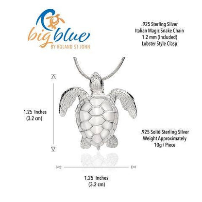Big Blue by Roland St John - Green Turtle Sterling Silver: 18"