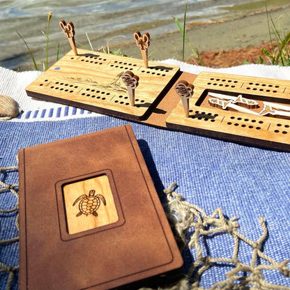 Cast & Carve - Travel Cribbage Board - Custom Design with Unique Pegs: Check Customize Box Below to Share Details for your board / No Extra Engrave Inside Board