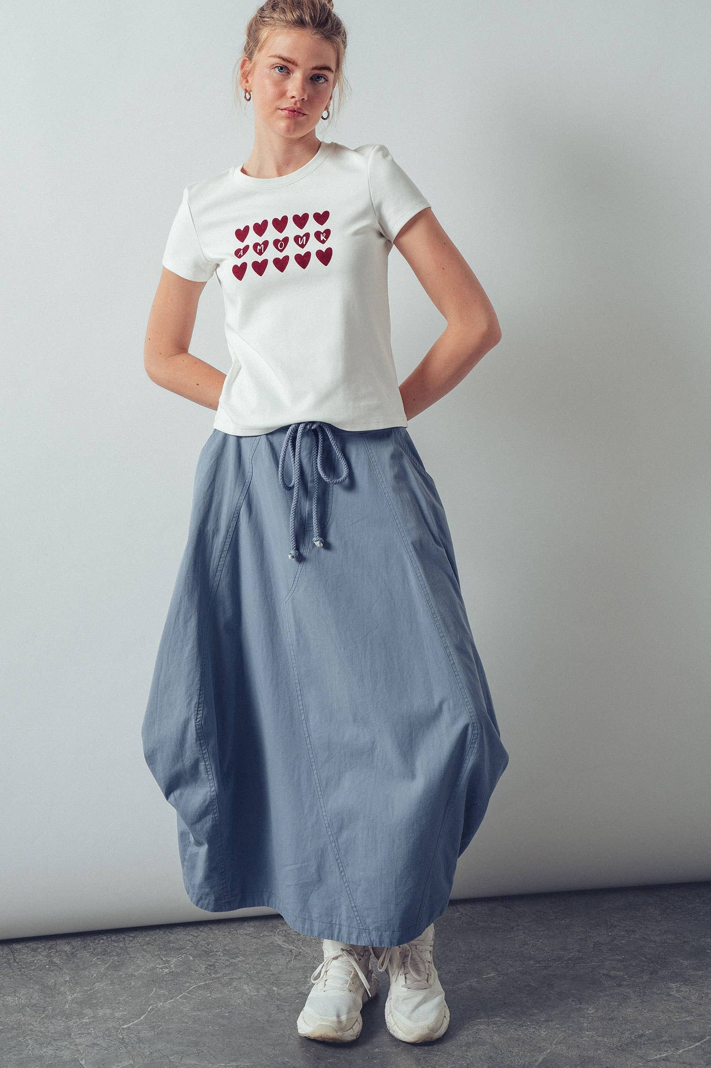 Urban Daizy - Balloon Hem Drawstring Maxi Skirt