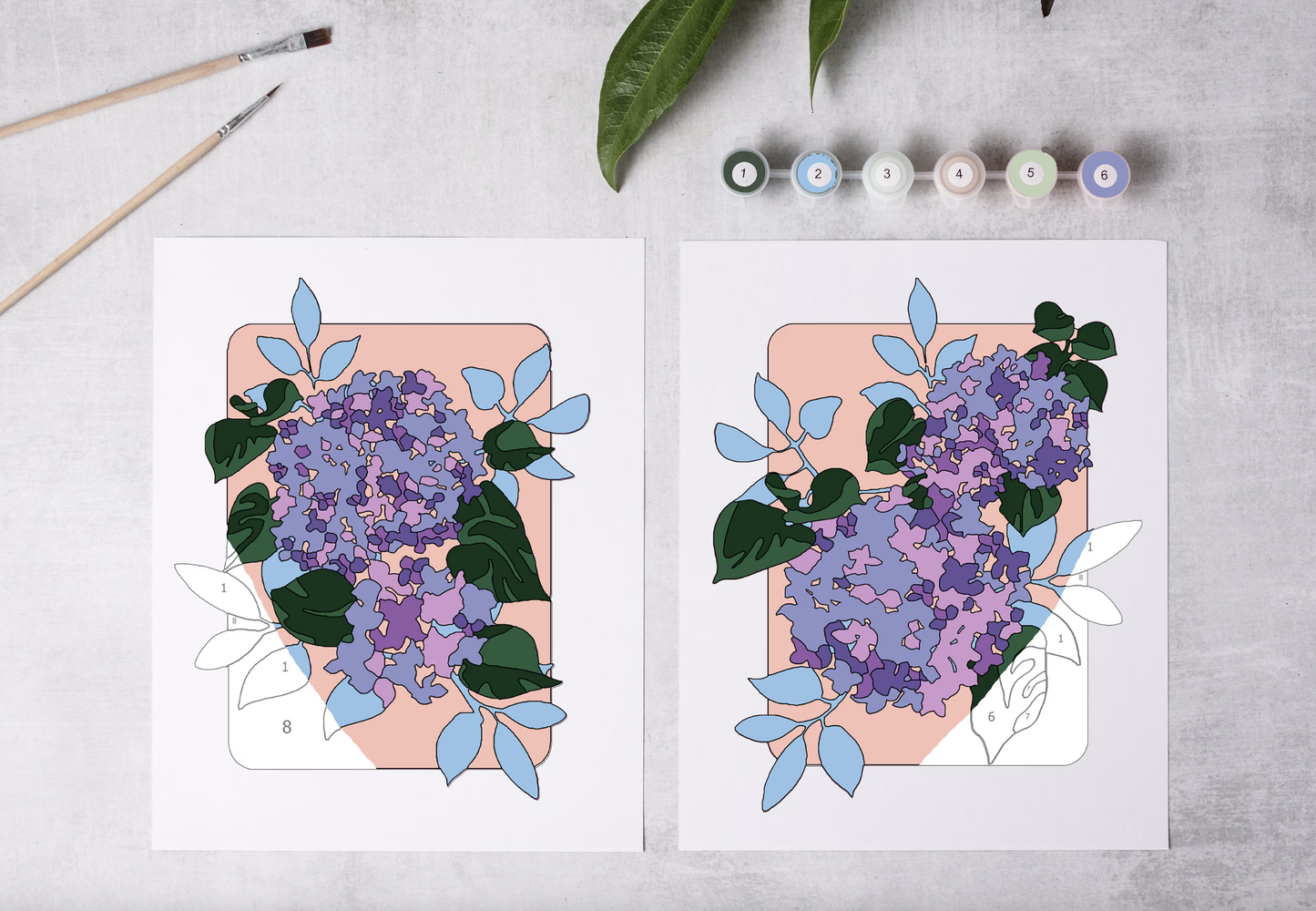 Cate Paper Co. - Hydrangea Garden Paint-By-Numbers kit