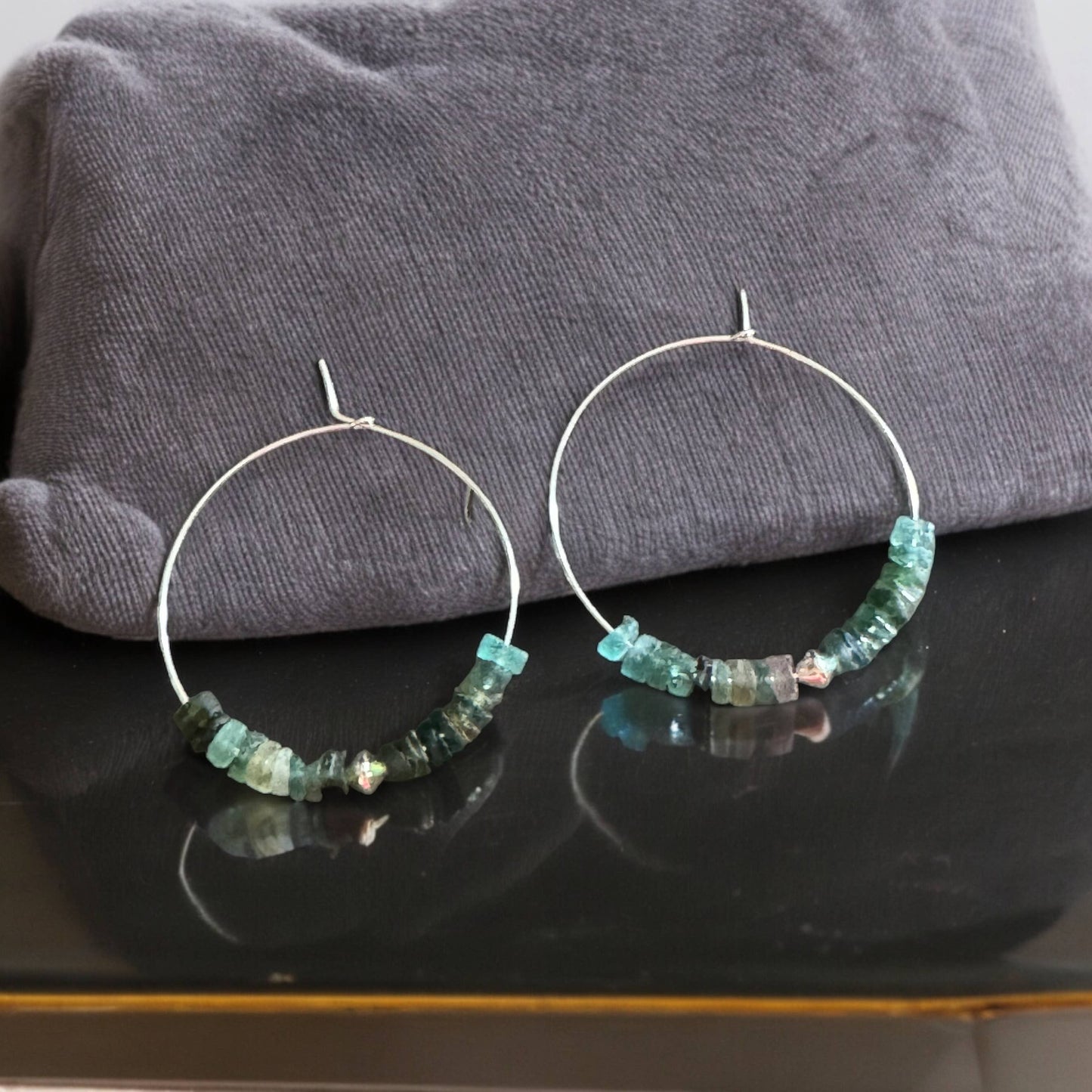 Jackie Gallagher Designs - Handmade Coastal Jewelry - Roman Glass 45mm Sterling Silver Hoops