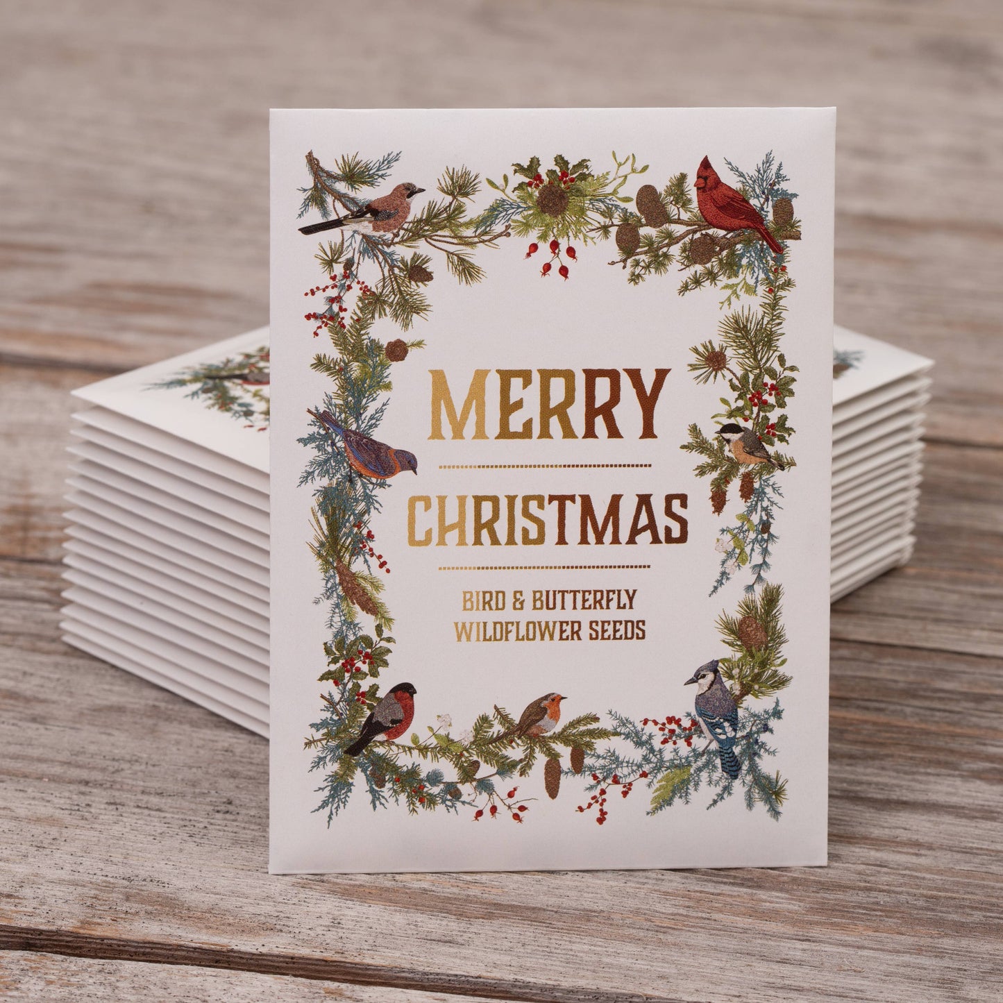 Bentley Seed Co. - Merry Christmas Wreath of Birds Gift Tag- Flower Seed Packet
