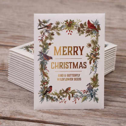 Bentley Seed Co. - Merry Christmas Wreath of Birds Gift Tag- Flower Seed Packet