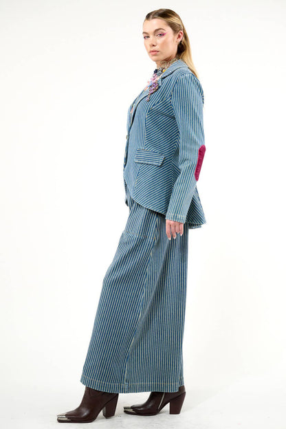 Aratta - Alaia Stripe Denim Blazer: Denim Stripe / XL