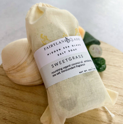 Fairyland Glade - Sweetgrass Hidden Sea Glass Sea Salt Soap MADE TO ORDER