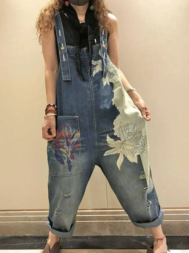 Serenity Collective - Denim Luxury Bleached Overall Jumpsuit