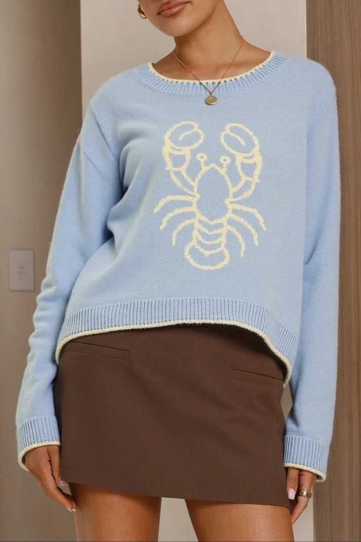 Rosa Clothing - Oceanic Lobster & Crab Jacquard knit sweater pullover