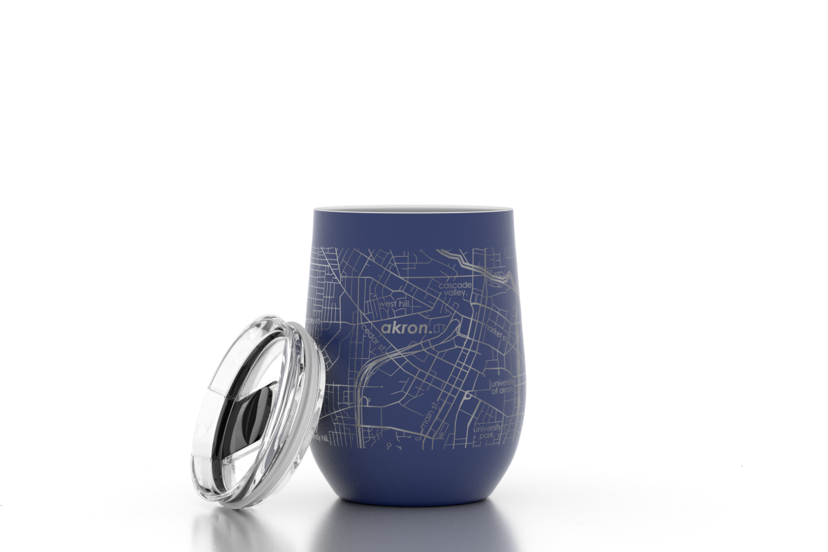 Well Told - Your Town Map 12 oz Insulated Wine Tumbler: White