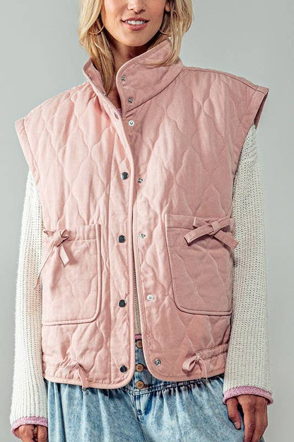 Urban Daizy - FRESH AIR QUILTED VEST : PINK / S-2/M-2/L-2