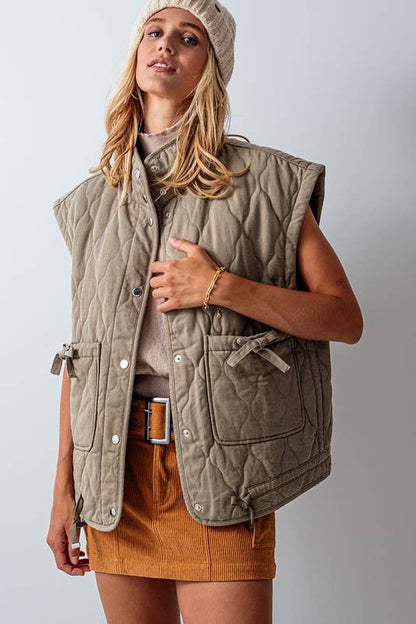 Urban Daizy - FRESH AIR QUILTED VEST : PINK / S-2/M-2/L-2