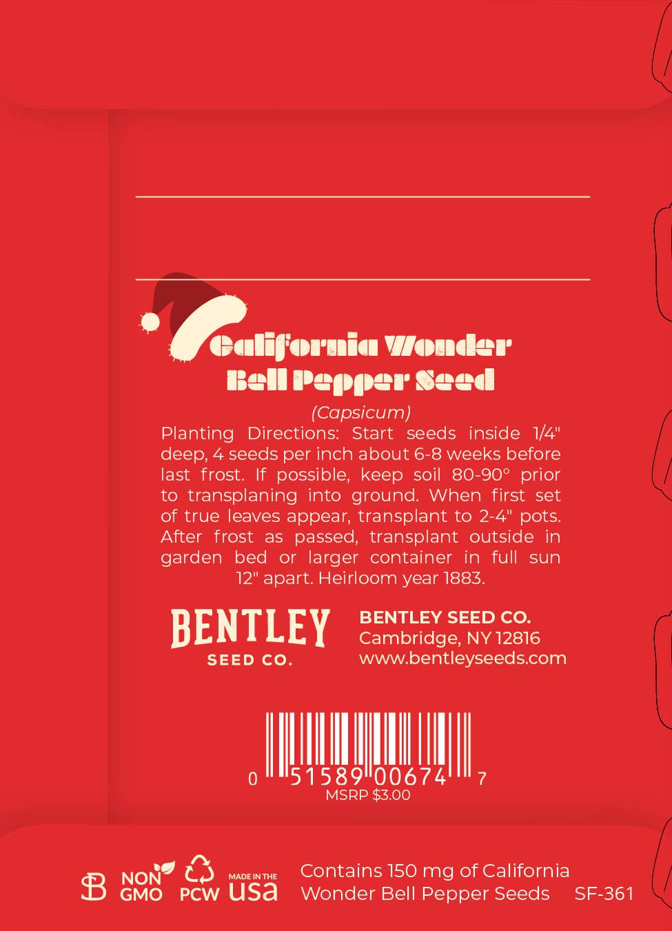 Bentley Seed Co. - ‌Jingle Bell Rock Gift Tag Card - Bell Pepper Seed Packets