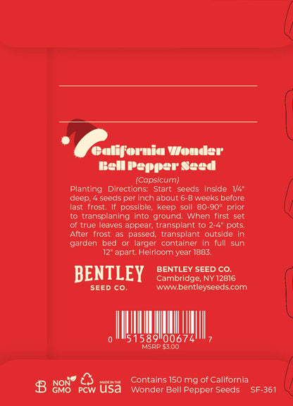 Bentley Seed Co. - ‌Jingle Bell Rock Gift Tag Card - Bell Pepper Seed Packets