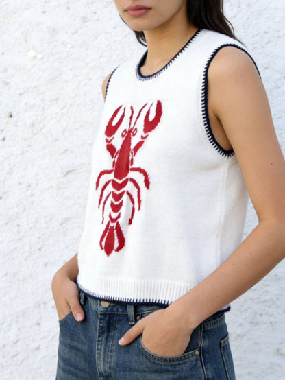 Rosa Clothing - Lobster pattern knit sweater vest tank top