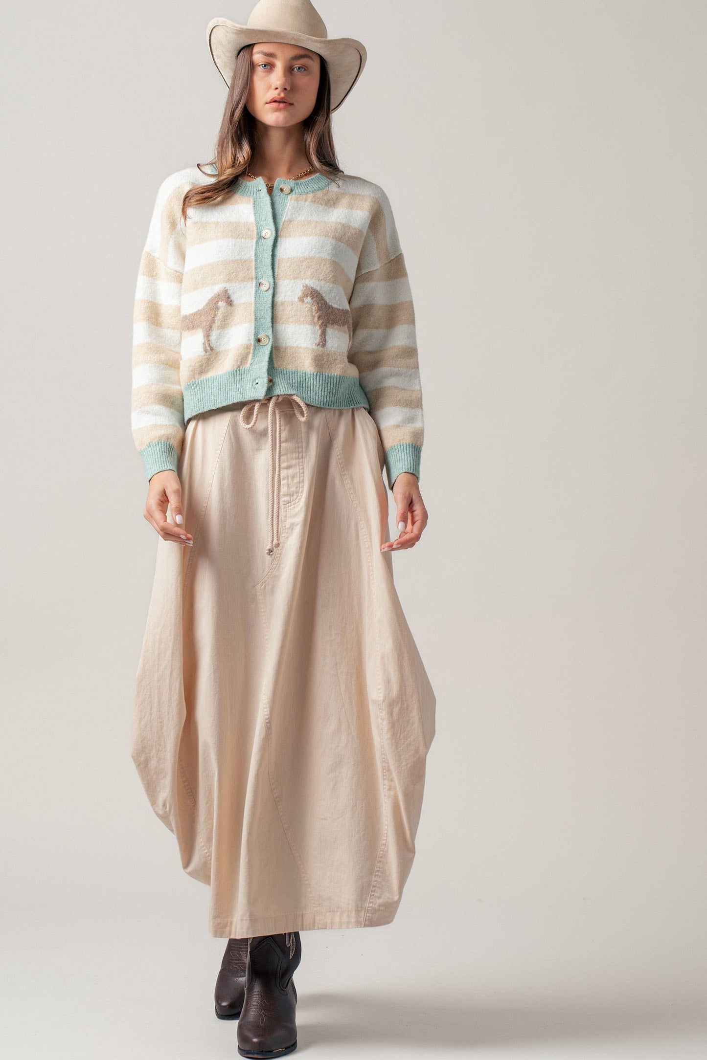Urban Daizy - Balloon Hem Drawstring Maxi Skirt