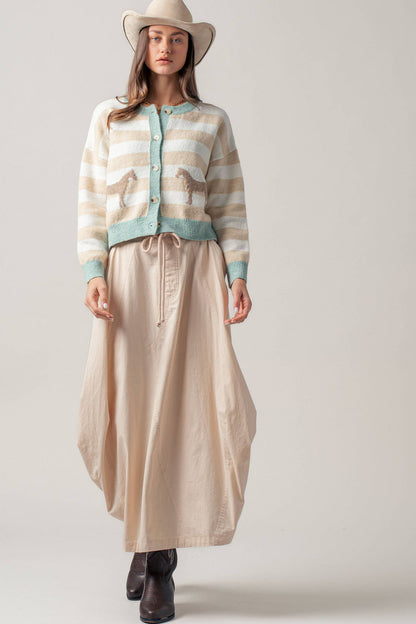 Urban Daizy - Balloon Hem Drawstring Maxi Skirt