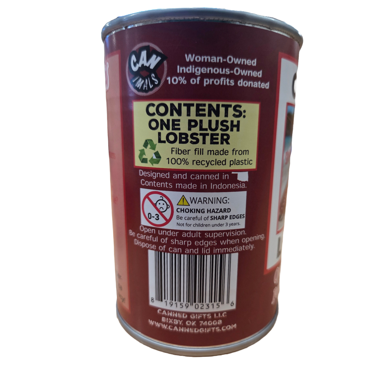 Canned Gifts - Sheldon the Canned Lobster - Eco-Friendly Plush w/Jokes
