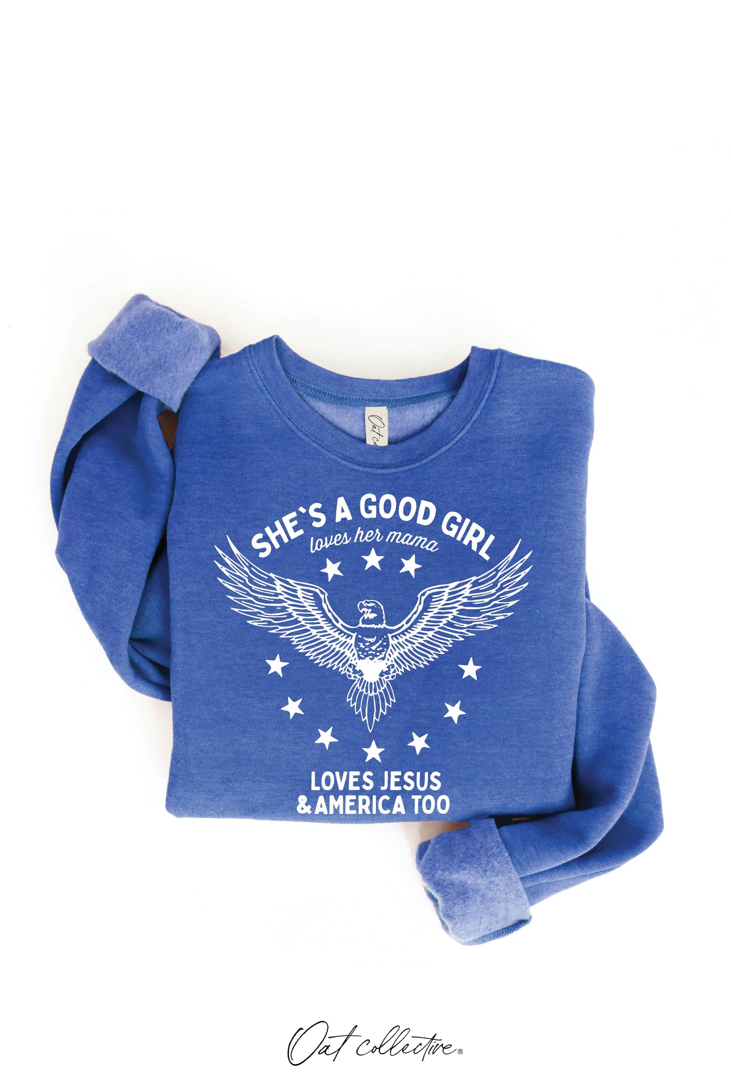 OAT COLLECTIVE - SHE'S A GOOD GIRL Graphic Sweatshirt - Pullover Style: DARK H. SAGE / S