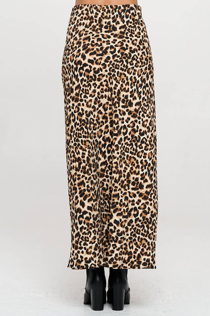 Renee C. - Made in USA Leopard Print Maxi Skirt w Elastic Waist