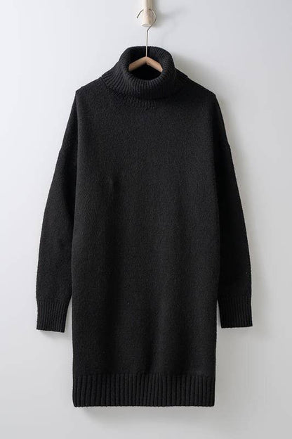THICK TURTLENECK LOOSE FIT KNIT SWEATER DRESS