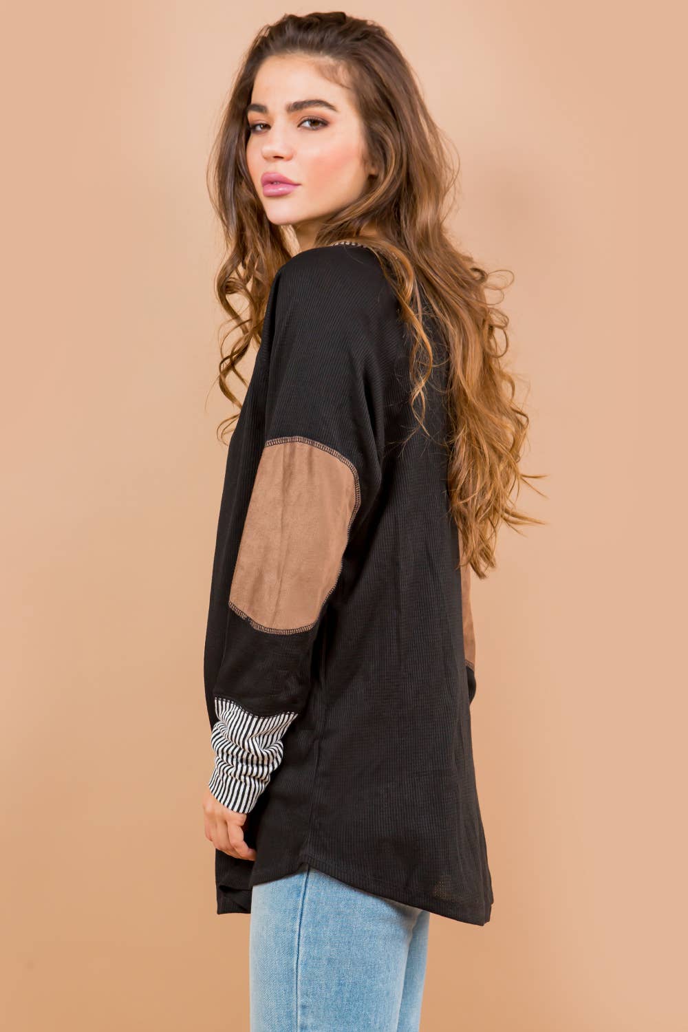 Orange Farm Clothing - Oversized Elbow Patch Tunic-2 Colors: BLACK / LARGE