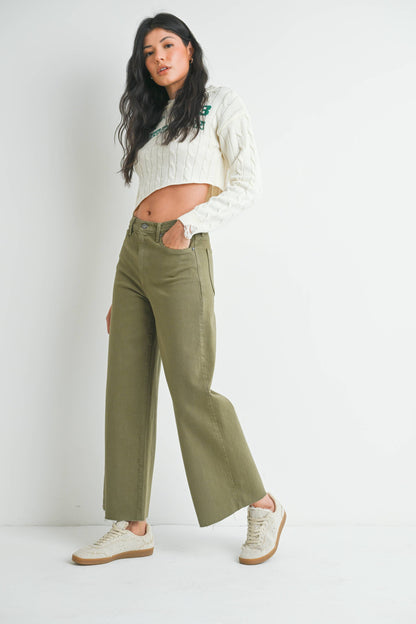 JUST BLACK DENIM - BP460J - MATCHA- Scissor Cut Wide Leg