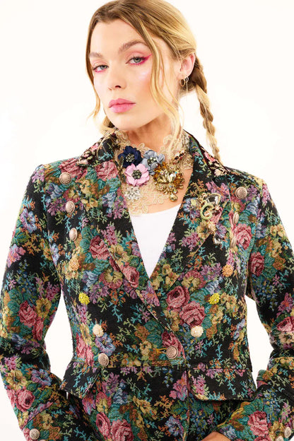 Aratta - Enchanted Nature Jacquard Coat: Night Floral / S