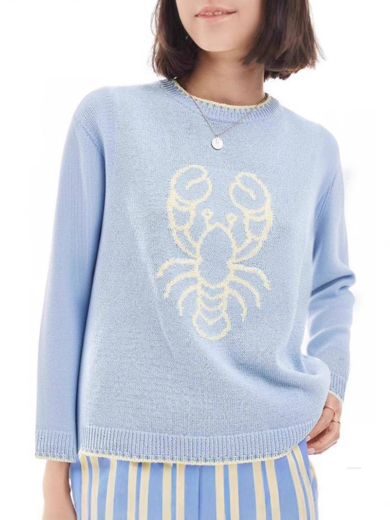 Rosa Clothing - Oceanic Lobster & Crab Jacquard knit sweater pullover
