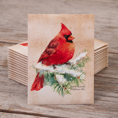 Bentley Seed Co. - Snowy Cardinal Holiday Gift Tag - Wildflower Mix Seed Packet