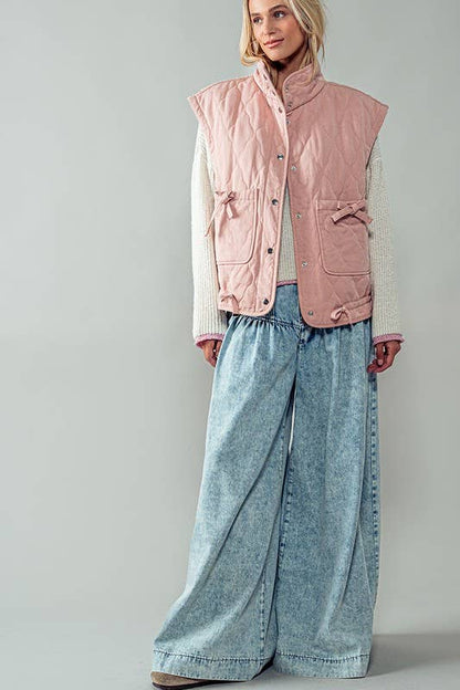 Urban Daizy - FRESH AIR QUILTED VEST : PINK / S-2/M-2/L-2
