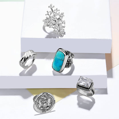 Silpada - Silpada Big Spring Compressed Mojave Turquoise  Ring, Silver: Teal / 7