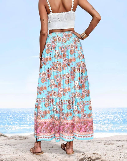 Rosa Clothing - Swing Style Bohemia Ethnic Floral maxi skirt