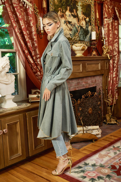 Aratta - Sweet November Corduroy Trench Coat: Slate / M