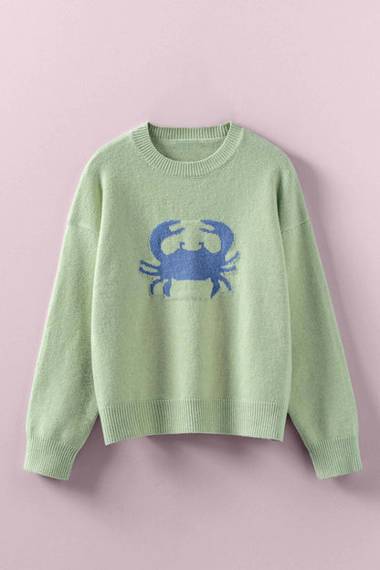 Urban Daizy - Crab Graphic Relaxed Knit Sweater