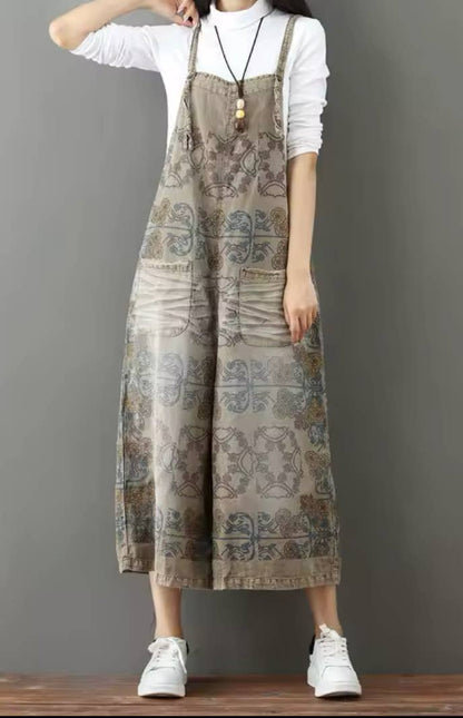Serenity Collective - Denim Vintage Print Overall Jumper