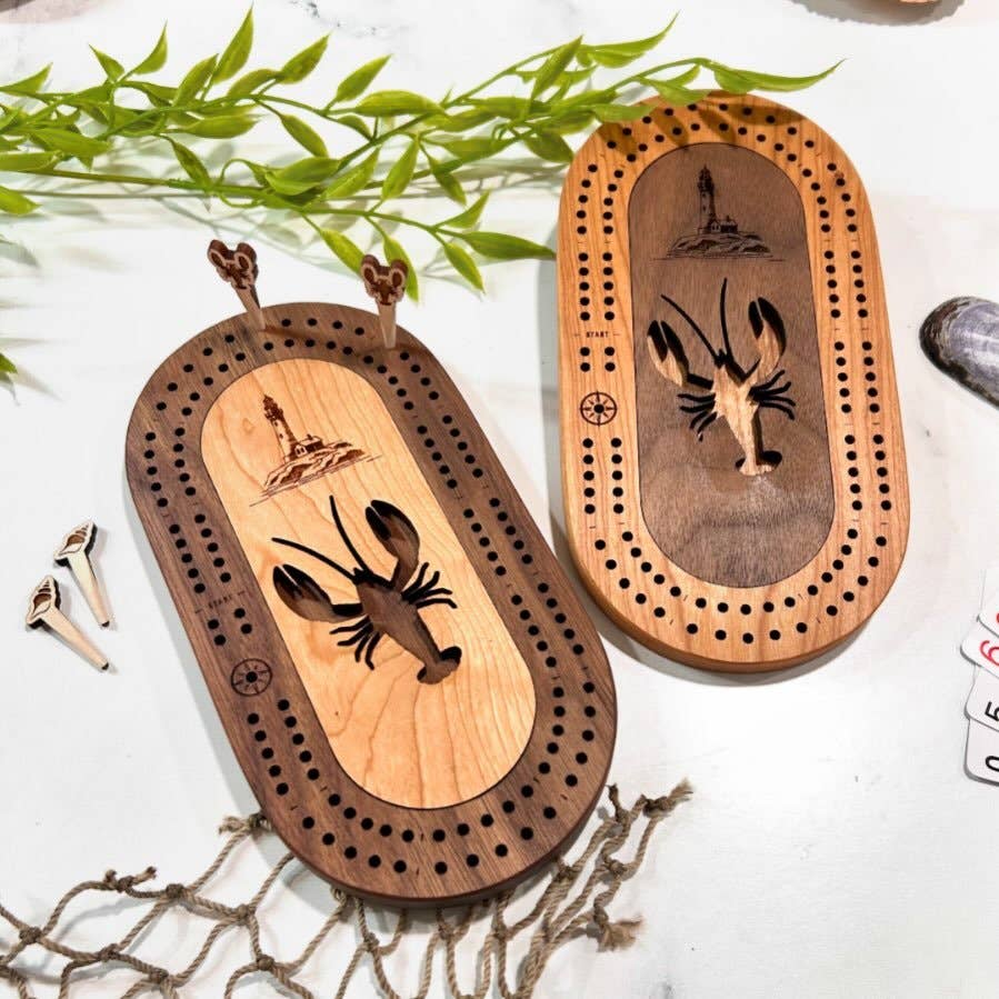 Cast & Carve - Wildlife Mini Travel Cribbage Board & Custom Pegs Set: Whale Tail / Select best pegs for us
