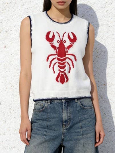 Rosa Clothing - Lobster pattern knit sweater vest tank top