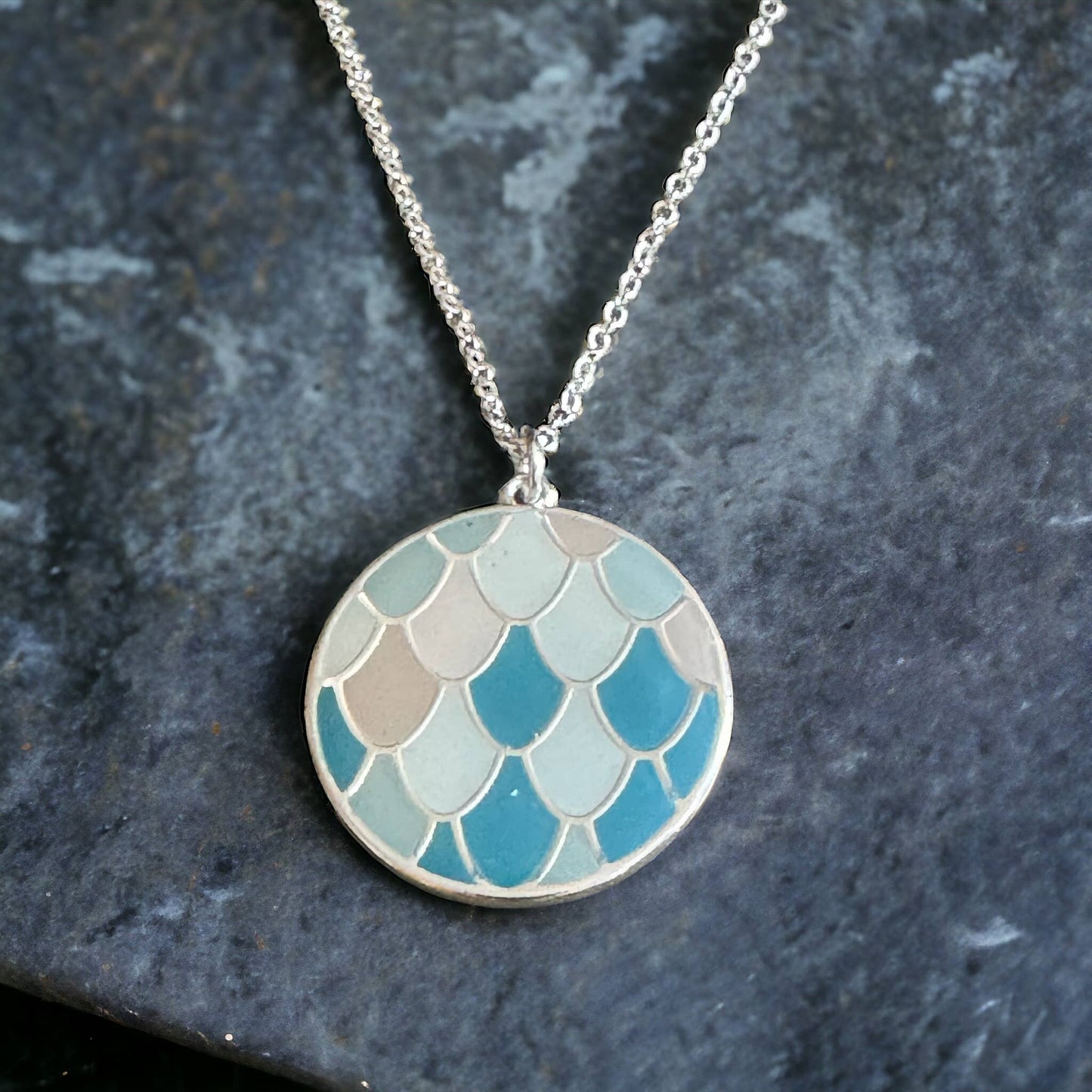 Jackie Gallagher Designs - Handmade Coastal Jewelry - Mermaid Scale Resin Necklace