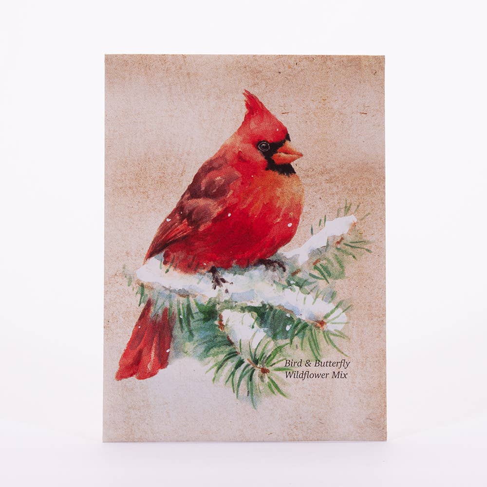 Bentley Seed Co. - Snowy Cardinal Holiday Gift Tag - Wildflower Mix Seed Packet