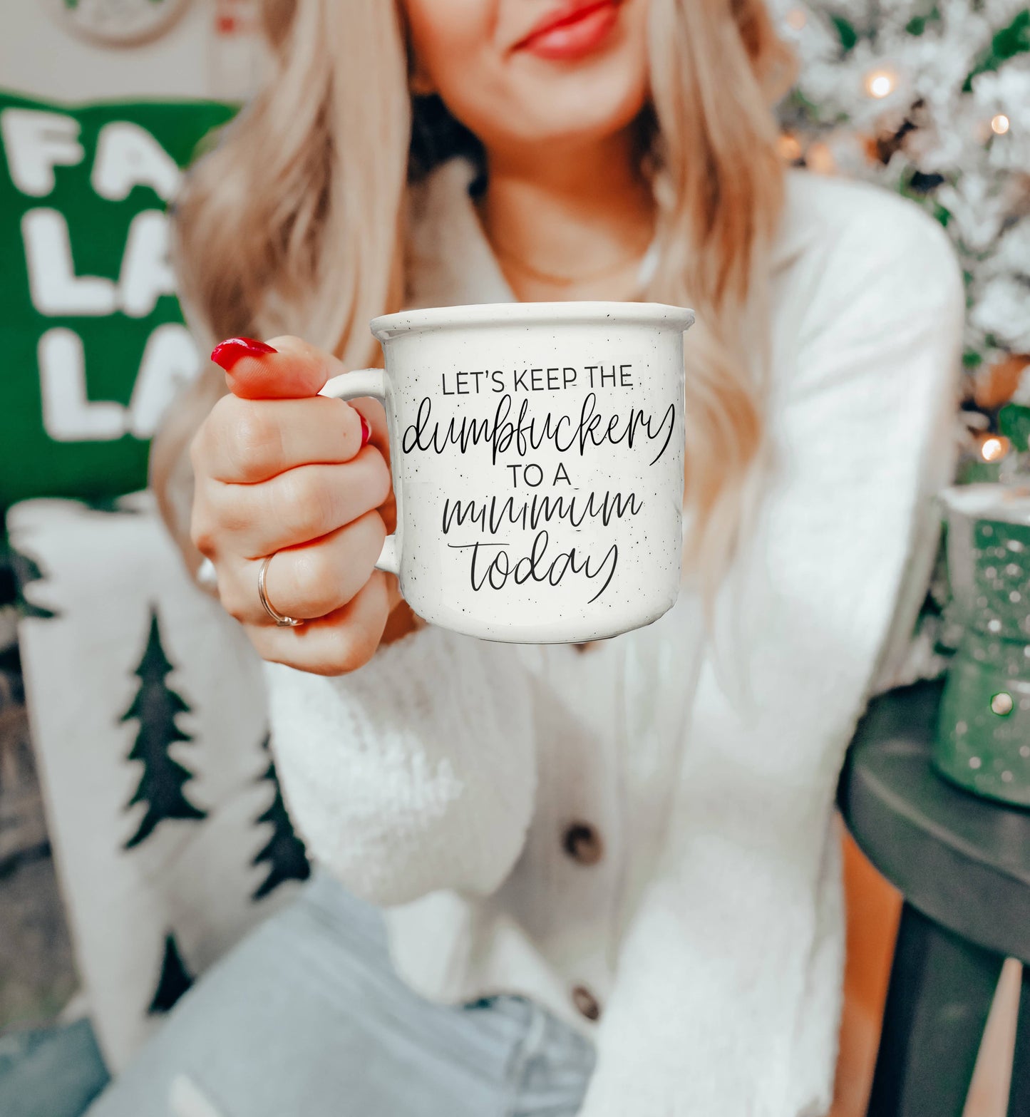 Gia Roma - Neutral Coffee Bar Decor, Ceramic Coffee Mugs With Quotes: Dumbfuckery