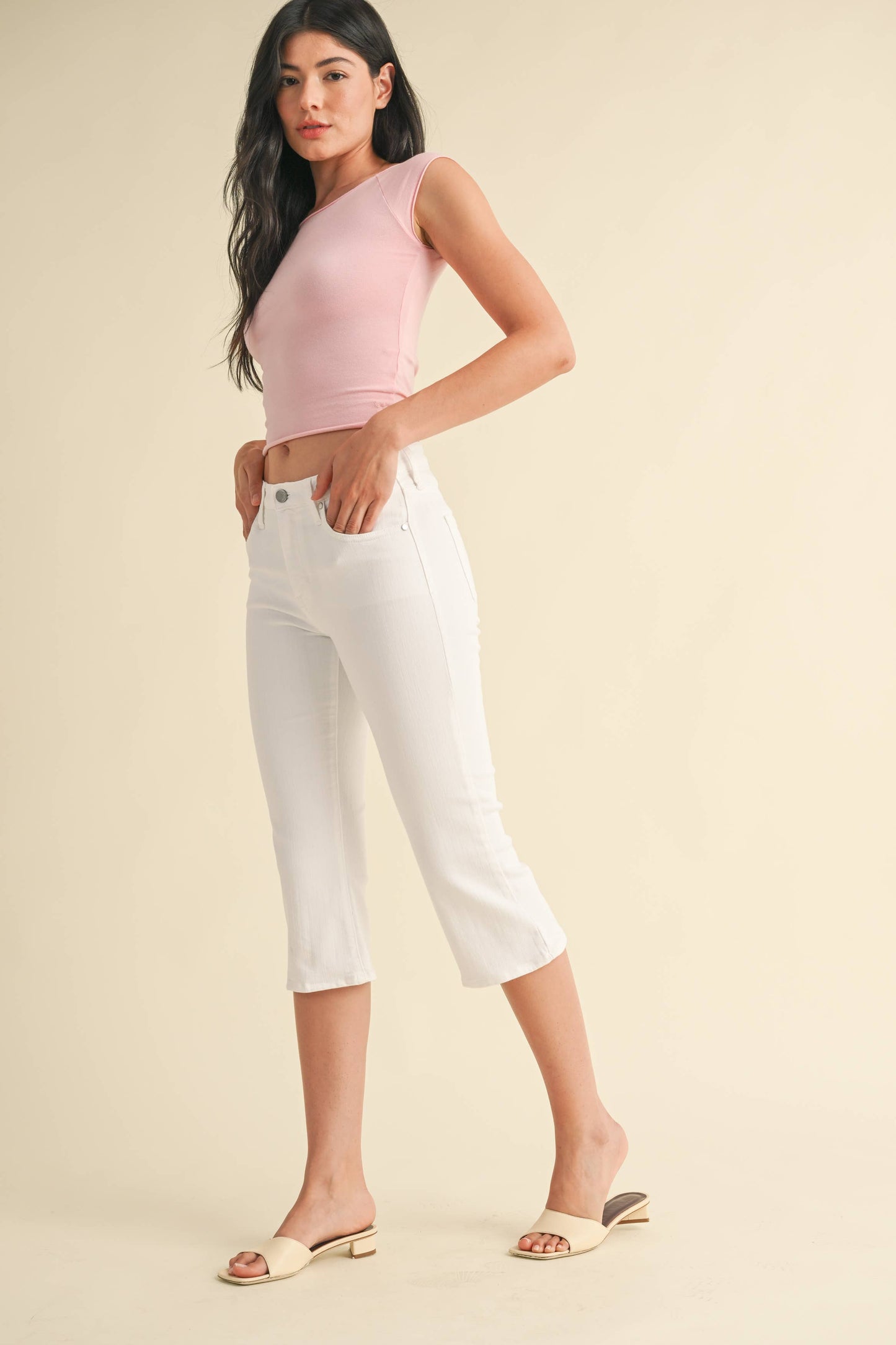 JUST BLACK DENIM - BP493J - WHT - Capri