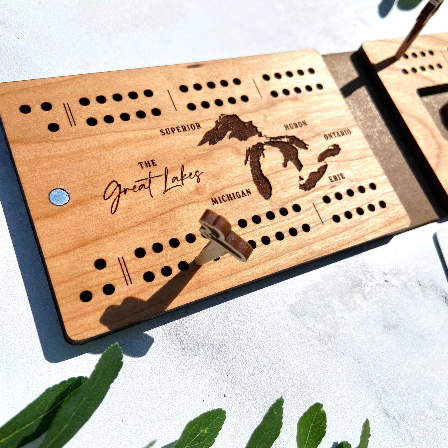 Cast & Carve - Travel Cribbage Board - Custom Design with Unique Pegs: Check Customize Box Below to Share Details for your board / No Extra Engrave Inside Board