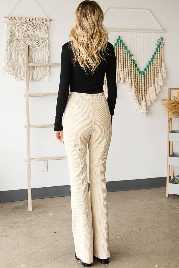 Oli&Hali - WASHED CORDUROY BOOTCUT PANTS - JP0082: CREAM / L