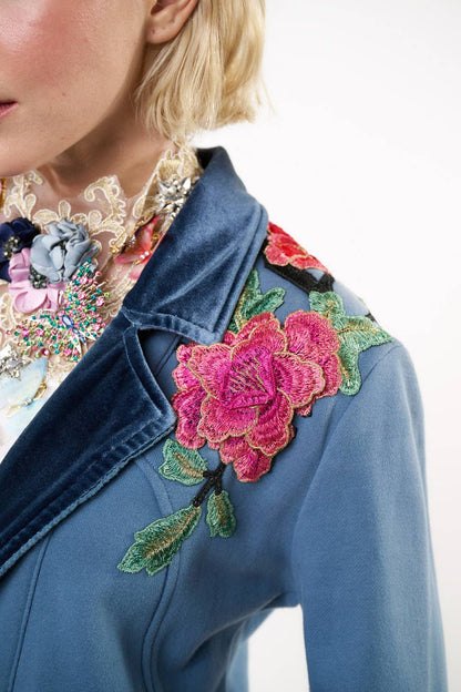 Aratta - Elise Embellished Blazer: Vintage Blue / M