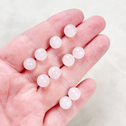 Ewelina Pas Jewelry - Silver 8mm Rose Quartz Orb Stud Earrings