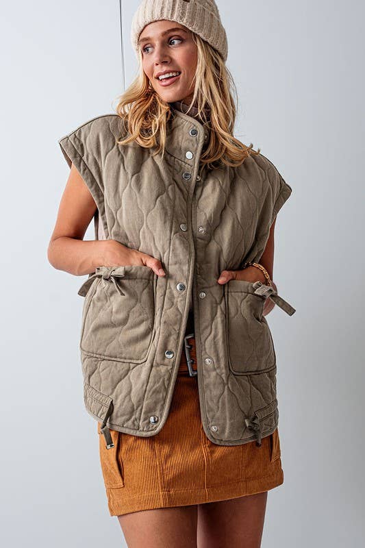 Urban Daizy - FRESH AIR QUILTED VEST : PINK / S-2/M-2/L-2