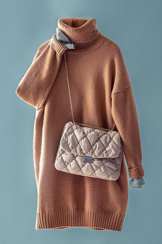 THICK TURTLENECK LOOSE FIT KNIT SWEATER DRESS