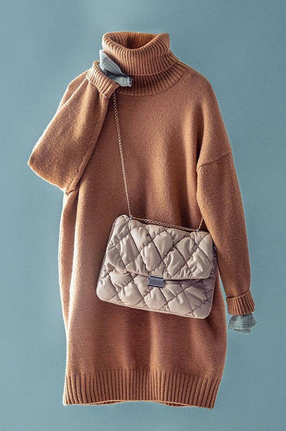 THICK TURTLENECK LOOSE FIT KNIT SWEATER DRESS