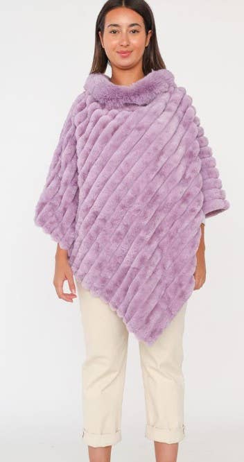 Poncho Striped Fake Faux Fur Loowie: Navy