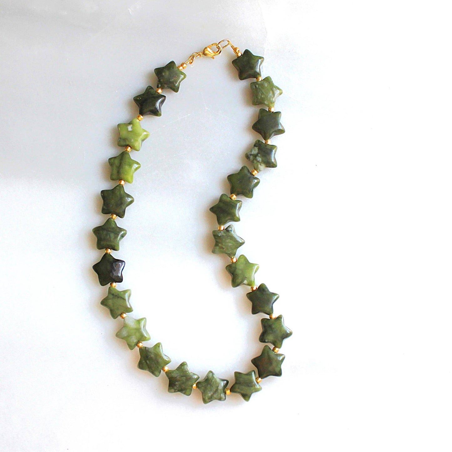 The Silver Wren - Wild Star Jade Beaded Necklace